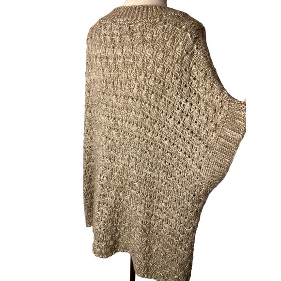 Coco Carmen sweater poncho open knit square V-neck One size pull over - Picture 6 of 12